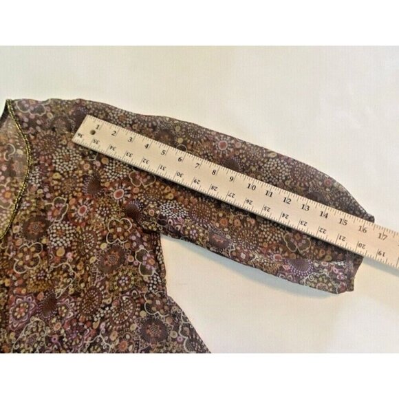 American Rag Cie Womens Top Sheer Floral Blouse Boho Fairy Coquette Cottage Sz M - Picture 9 of 13